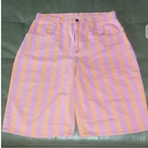 80s Striped Vintage 36 Neon Jean Denim Shorts